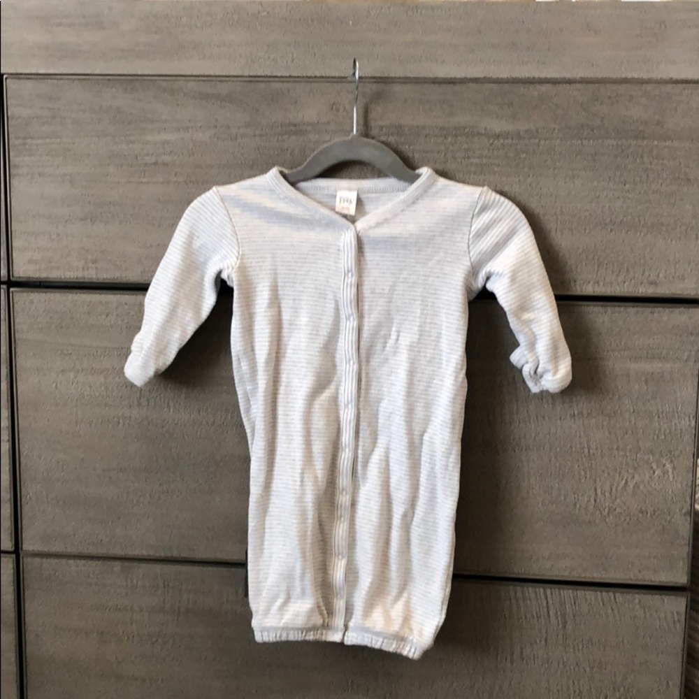 Grey and White Stripe Gown 0-3mo